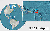 Satellite Location Map of Anguilla, lighten, semi-desaturated, land only