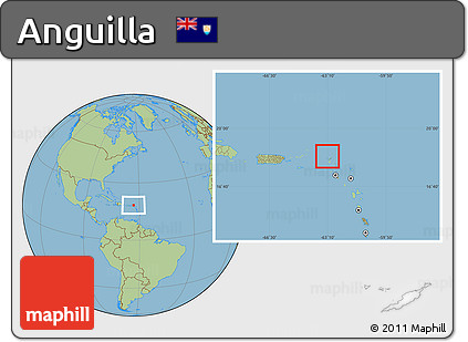 Satellite Location Map of Anguilla, savanna style outside