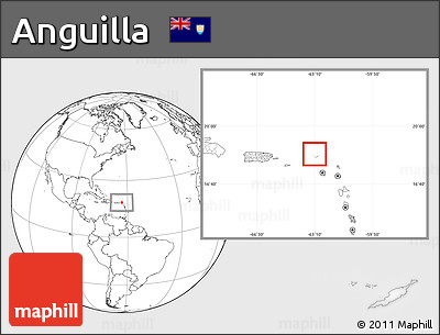 Savanna Style Location Map of Anguilla, blank outside