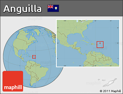 Savanna Style Location Map of Anguilla, within the entire continent