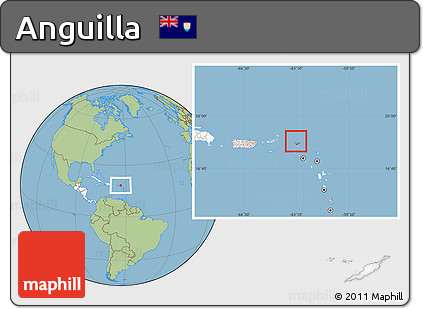 Savanna Style Location Map of Anguilla, highlighted continent