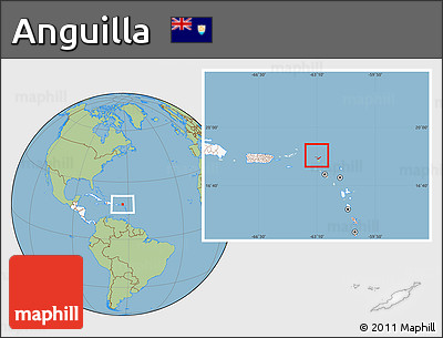 Savanna Style Location Map of Anguilla, highlighted continent