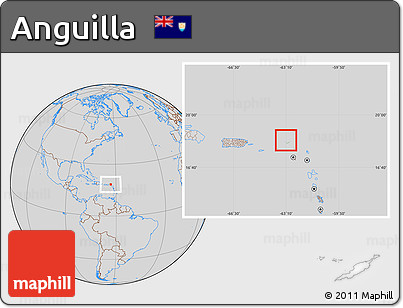 Savanna Style Location Map of Anguilla, lighten, desaturated