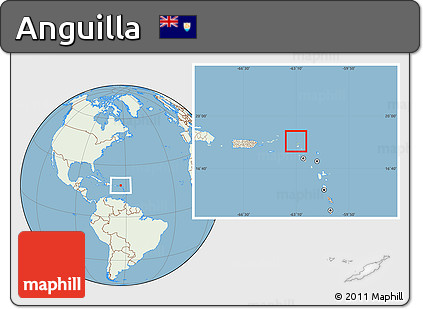 Savanna Style Location Map of Anguilla, lighten, land only
