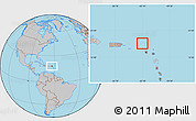 Shaded Relief Location Map of Anguilla, gray outside