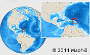 Shaded Relief Location Map of Anguilla, highlighted continent, within the entire continent