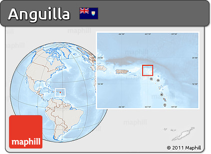 Shaded Relief Location Map of Anguilla, lighten