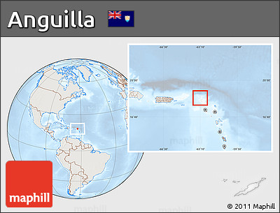Shaded Relief Location Map of Anguilla, lighten