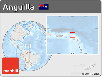 Shaded Relief Location Map of Anguilla, lighten