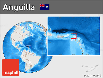 Shaded Relief Location Map of Anguilla, lighten, land only