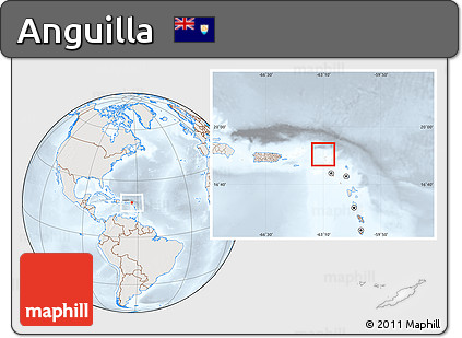 Shaded Relief Location Map of Anguilla, lighten, semi-desaturated