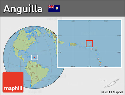 Shaded Relief Location Map of Anguilla, savanna style outside