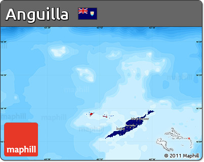 Flag Map of Anguilla, single color outside, bathymetry sea, flag aligned to the middle