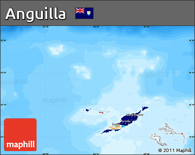 Flag Map of Anguilla, single color outside, bathymetry sea, flag rotated
