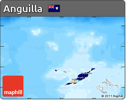 Flag Map of Anguilla, single color outside, bathymetry sea, flag rotated