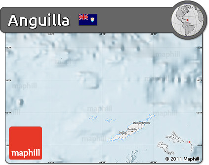 Gray Map of Anguilla, single color outside