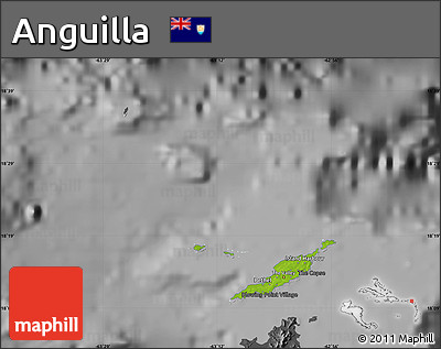 Physical Map of Anguilla, darken, desaturated