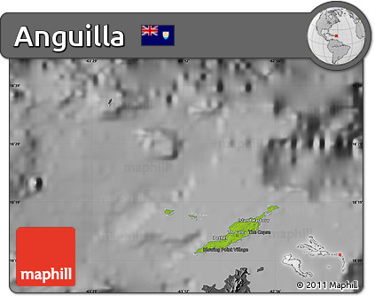 Physical Map of Anguilla, darken, desaturated
