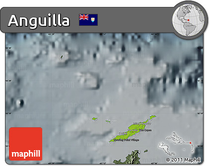 Physical Map of Anguilla, darken, semi-desaturated
