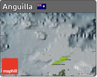 Physical Map of Anguilla, darken, semi-desaturated