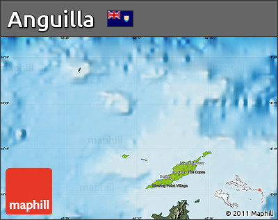 Physical Map of Anguilla, darken, semi-desaturated, land only