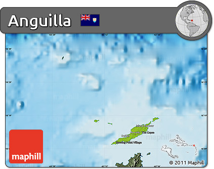 Physical Map of Anguilla, darken, semi-desaturated, land only