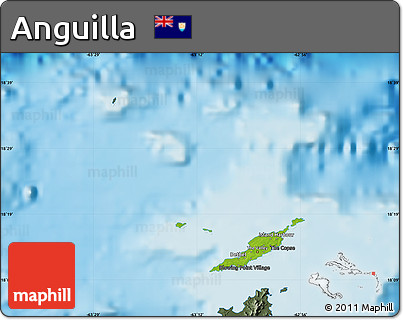 Physical Map of Anguilla, darken, semi-desaturated, land only