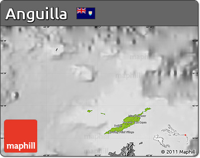 Physical Map of Anguilla, desaturated