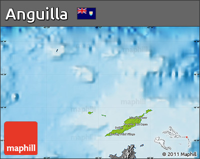 Physical Map of Anguilla, desaturated, land only