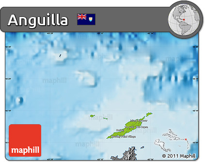 Physical Map of Anguilla, desaturated, land only