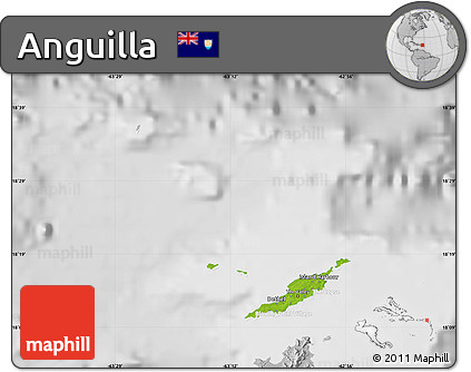 Physical Map of Anguilla, lighten, desaturated