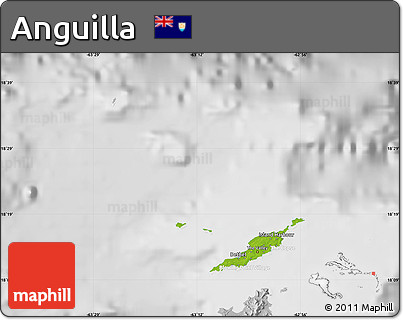 Physical Map of Anguilla, lighten, desaturated