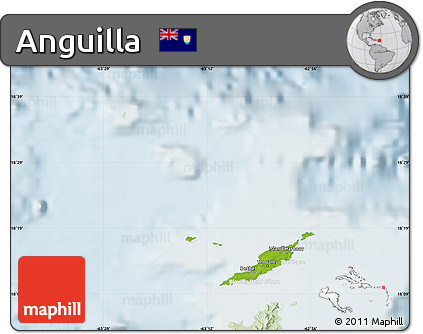 Physical Map of Anguilla, lighten