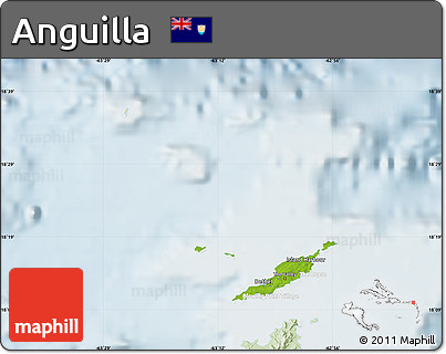 Physical Map of Anguilla, lighten