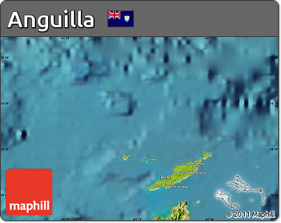 Physical Map of Anguilla, satellite outside