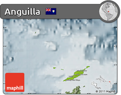 Physical Map of Anguilla, semi-desaturated