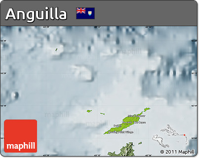 Physical Map of Anguilla, semi-desaturated