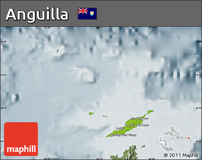 Physical Map of Anguilla, semi-desaturated