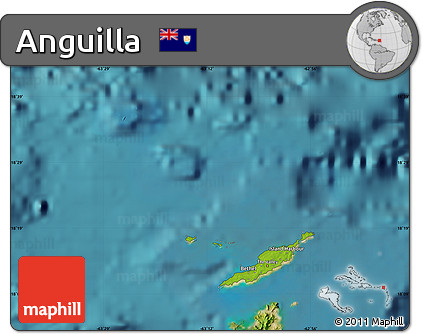 Physical Map of Anguilla, single color outside, satellite sea