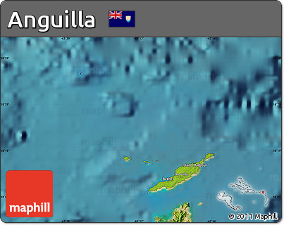 Physical Map of Anguilla, single color outside, satellite sea