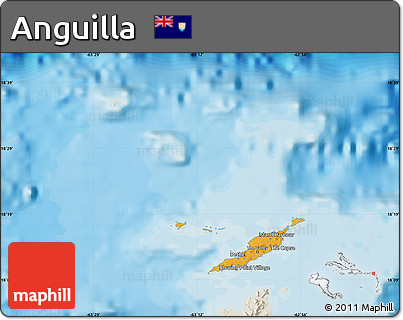 Political Map of Anguilla, shaded relief outside, bathymetry sea
