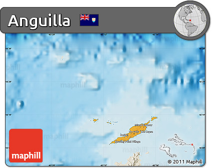 Political Map of Anguilla, shaded relief outside