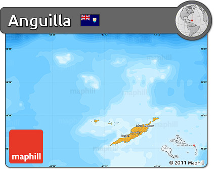 Political Map of Anguilla, single color outside, bathymetry sea