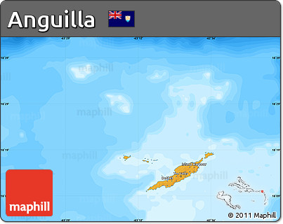 Political Map of Anguilla, single color outside, bathymetry sea