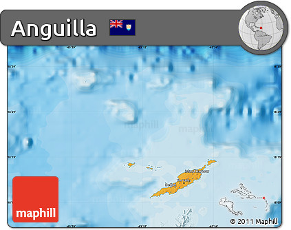 Political Map of Anguilla, single color outside