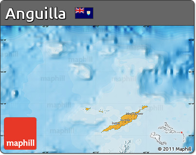Political Map of Anguilla, single color outside