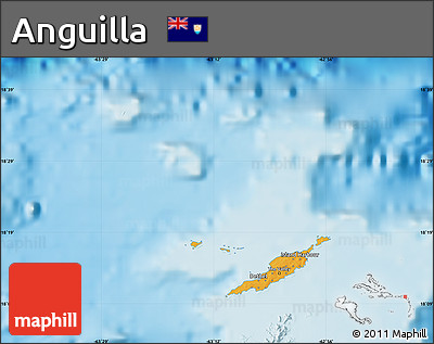 Political Map of Anguilla, single color outside, shaded relief sea