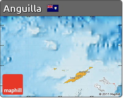 Political Map of Anguilla, single color outside, shaded relief sea