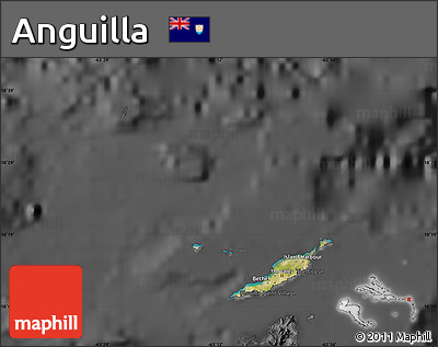 Satellite Map of Anguilla, darken, desaturated