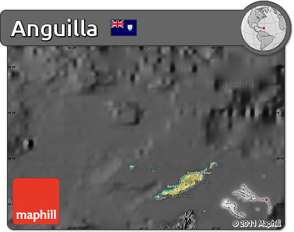 Satellite Map of Anguilla, darken, desaturated